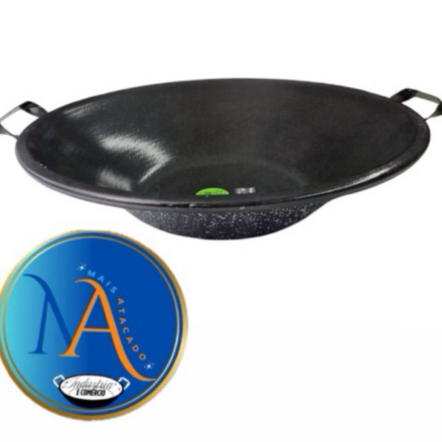Tacho Esmaltado Preto N22 Em Aço Carbono Para Frituras E Preparos De Até 14 Litros