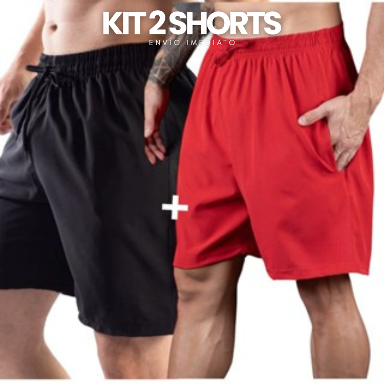 Kit com 2 short Masculino tactel com elastano bermuda longa preta premium super leve e resistente