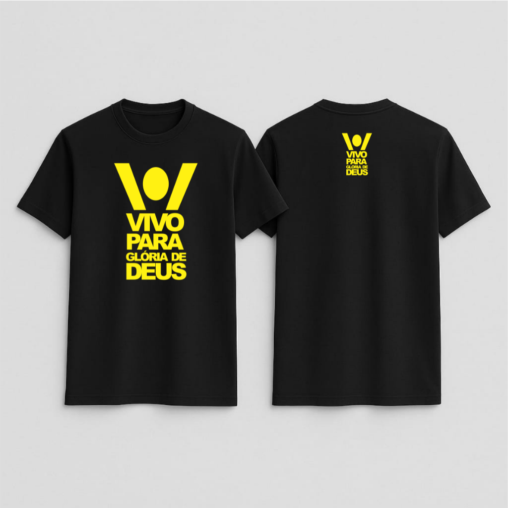 Blusas Camisa frases Igreja Vivo Para Glo  UnIsex  Ótimo Acabamento E Durabilidade Anti-pilling 100% Poliéster Plus Size
