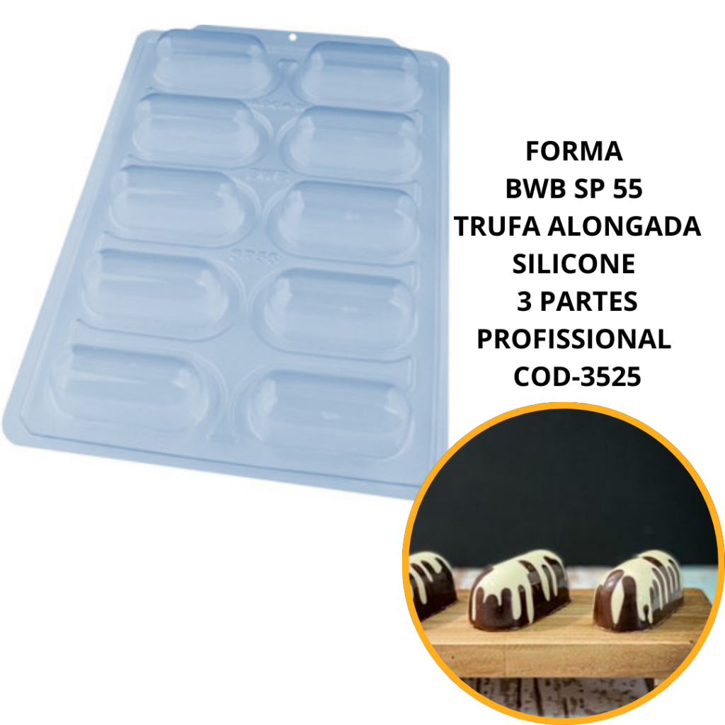 1~4 FORMA BWB SP 55 TRUFA ALONGADA SILICONE 3 PARTES PROFISSIONAL COD-3525  (SP ESPECIAL) (CHOCO) em Oferta na Shopee