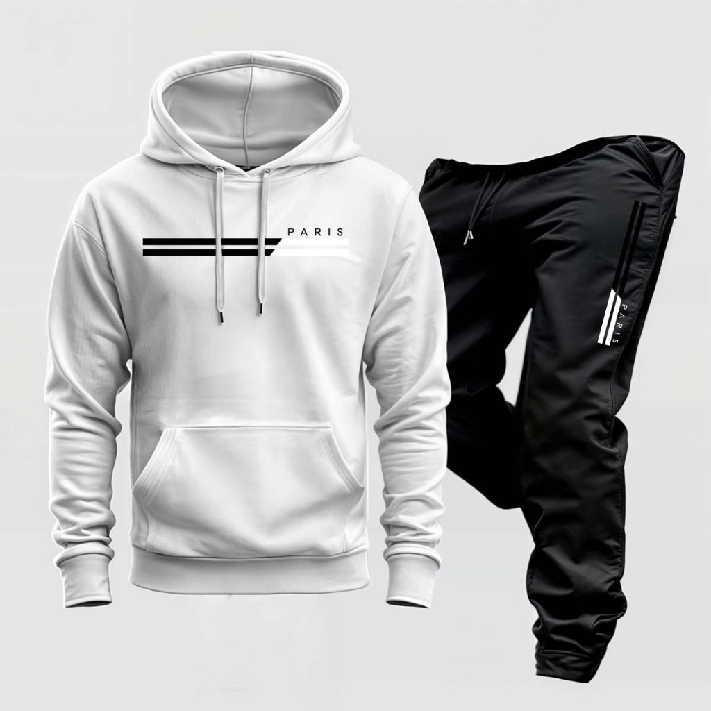 Conjunto Moletom Paris Unissex Blusa Frio Calça Flanelado Masculino Feminino Inverno