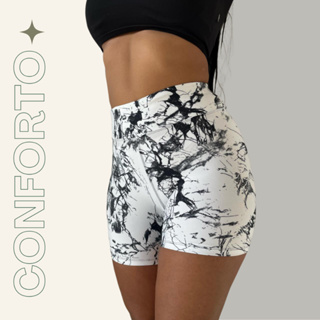 Bermuda Shorts Ciclista Meia Coxa Marmorizado Tie Dye em Oferta na Shopee