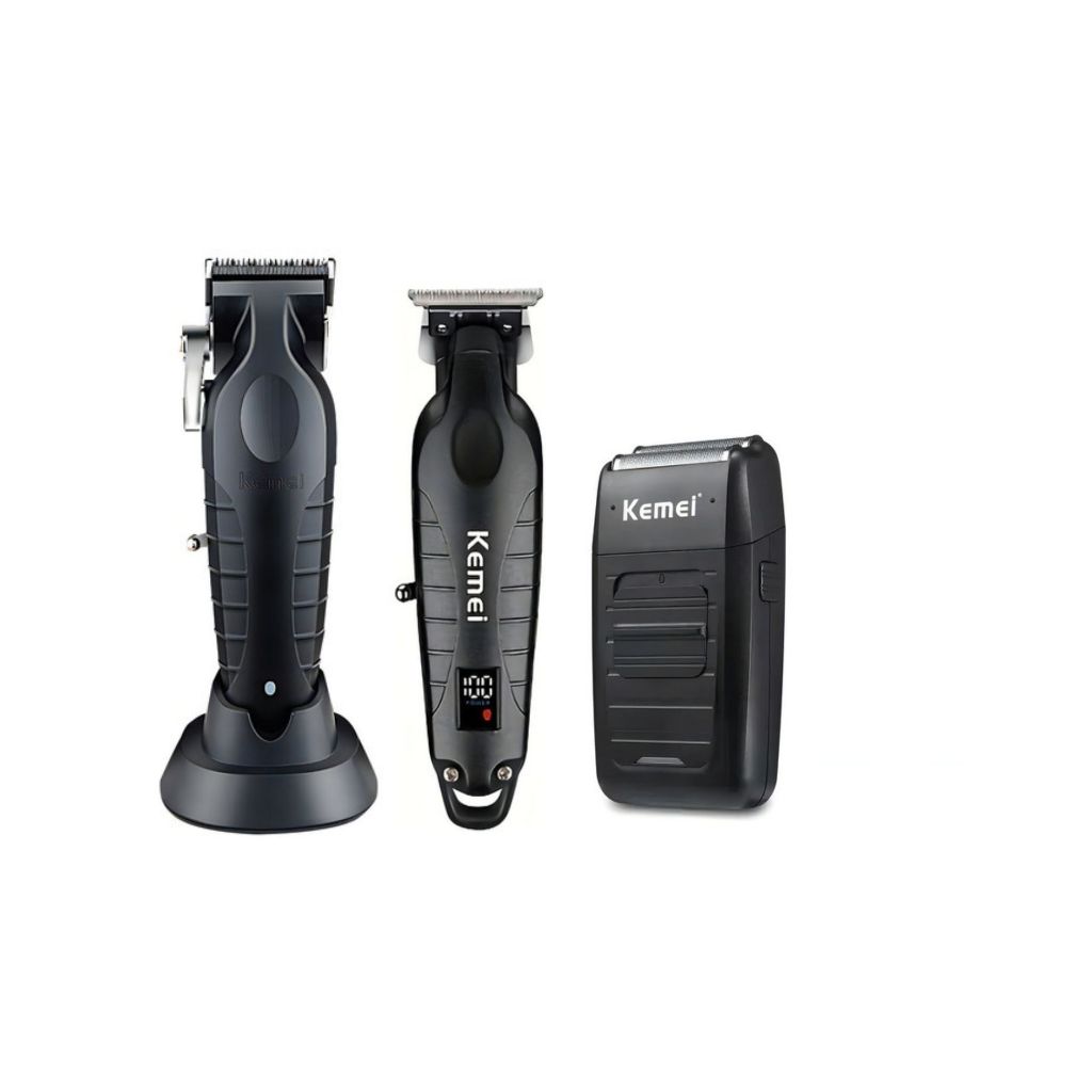 Kit Cabelereiro Profissional Com 3 Maquinas Cabelo Kemei Corte 2296, Acabamento 2293 e Shaver 1102 em Oferta na Shopee