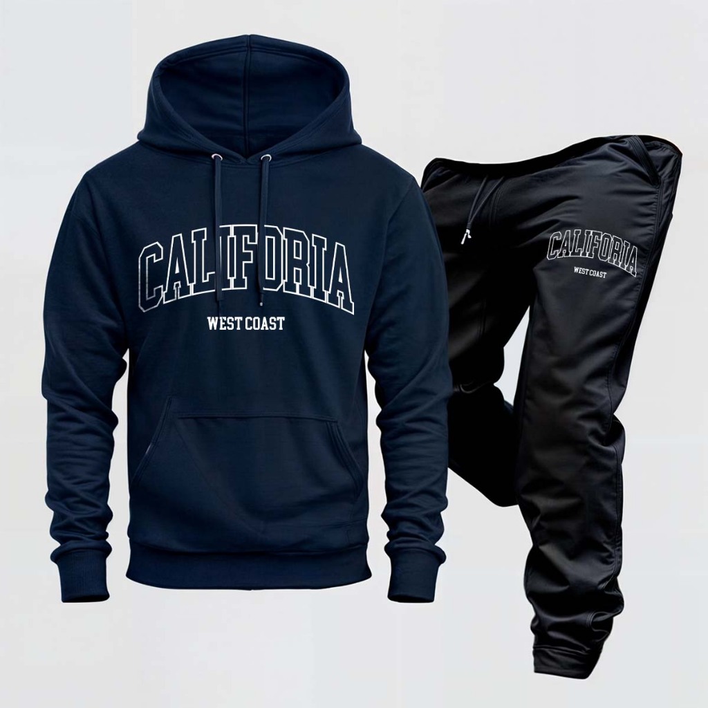 Conjunto Moletom California Unissex Blusa Frio Calça Flanelado Algodão Macio Confortavel