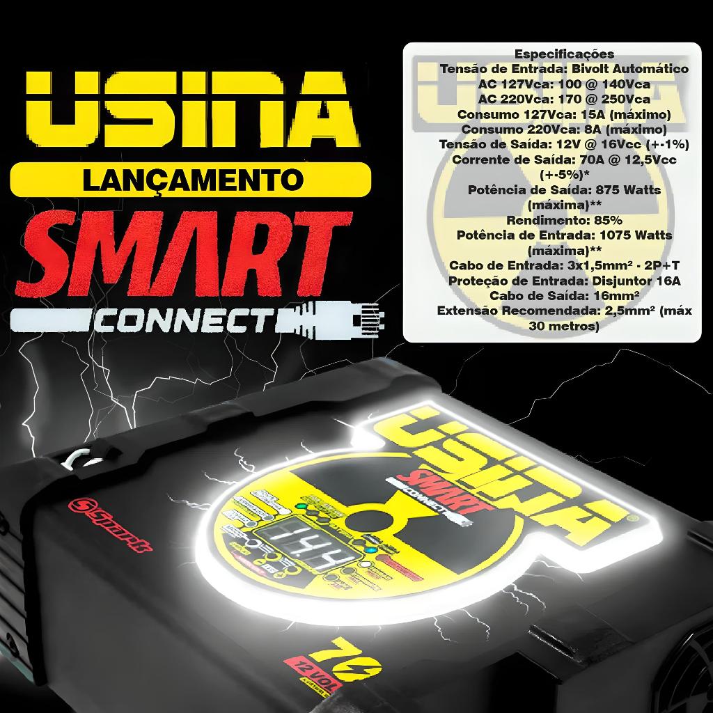 Fonte Carregador Bateria Usina Smart Connect 70a 12v Bivolt — imagem 2 de 2