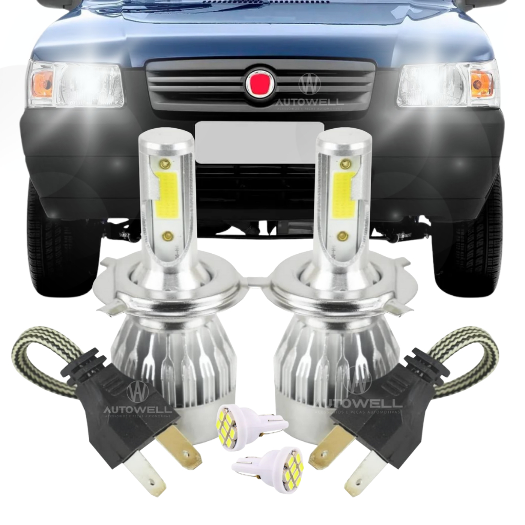 Lâmpadas Super Led H4 6500K 20000 Lumens Farol Fiat Uno Elba Fiorino 147 Premio Tipo 1985 Até 2000 2001 2002 2003 2004 em Oferta na Shopee