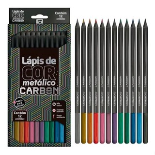 LAPIS DE COR METALICO CARBON LINE 12 CORES LEO&LEO em Oferta na Shopee
