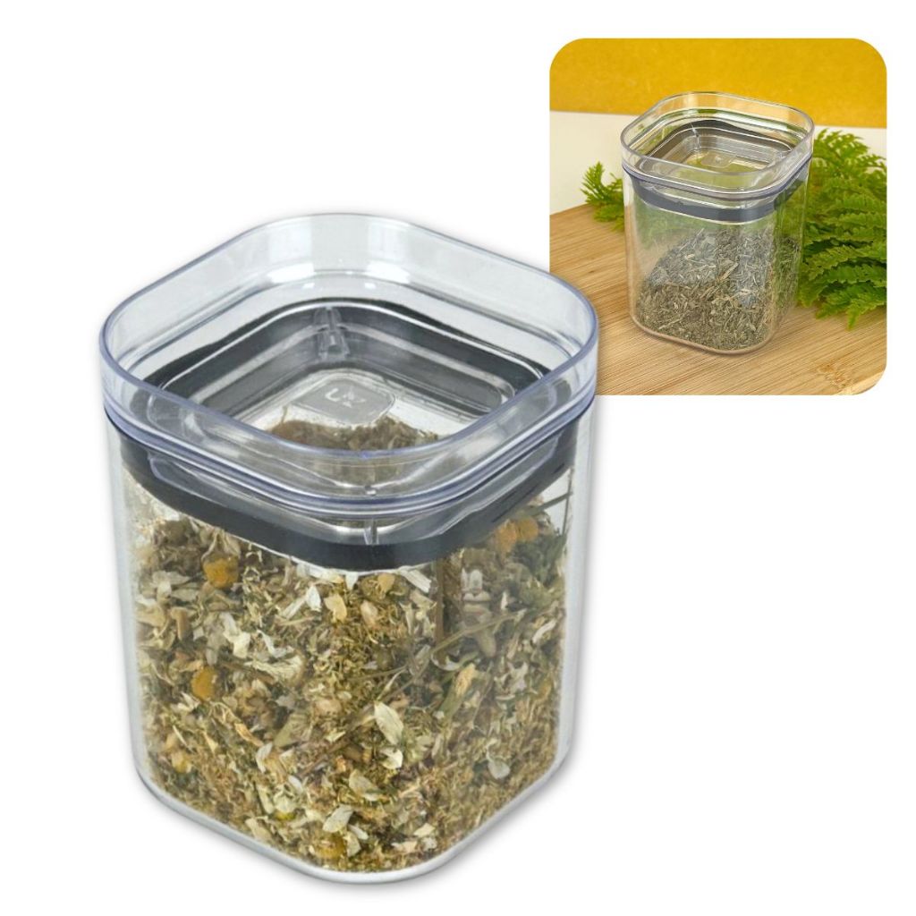 Pote Porta Condimento Hermético 150ml Quadrado Transparente Organizador Empilhavél Uz BPA FREE
