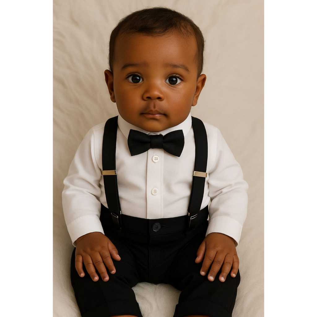 Conjunto body social manga longa suspensório festa social Batizado  para bebê menino P, M e G em Oferta na Shopee