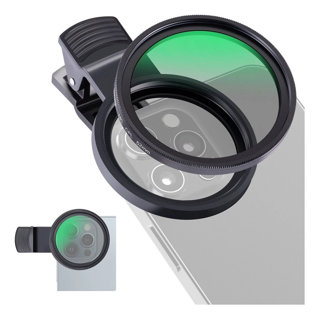 52mm Filtro Cpl Lente Polarizador Para Celular Clipe Anti Reflexo Com Estojo — imagem 2 de 2