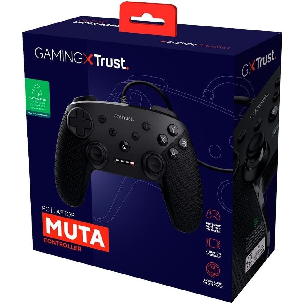 Controle Trust GXT 541 – Com Fio, Ergonômico, Compatível com PC e PS3, Design Gamer Confortável