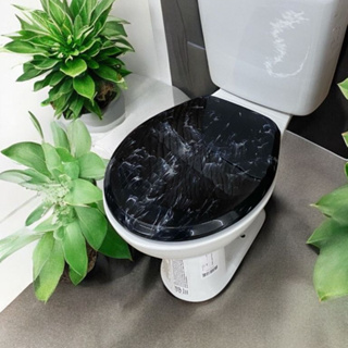 Assento Sanitario almofadado Decorado Marmorizado Universal Ovais Tampa De Vaso  Preto Marmorizado em Oferta na Shopee