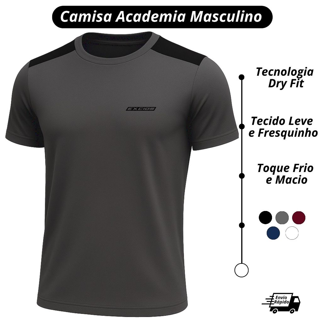 Camisa Academia Dry Fit Camiseta Masculina