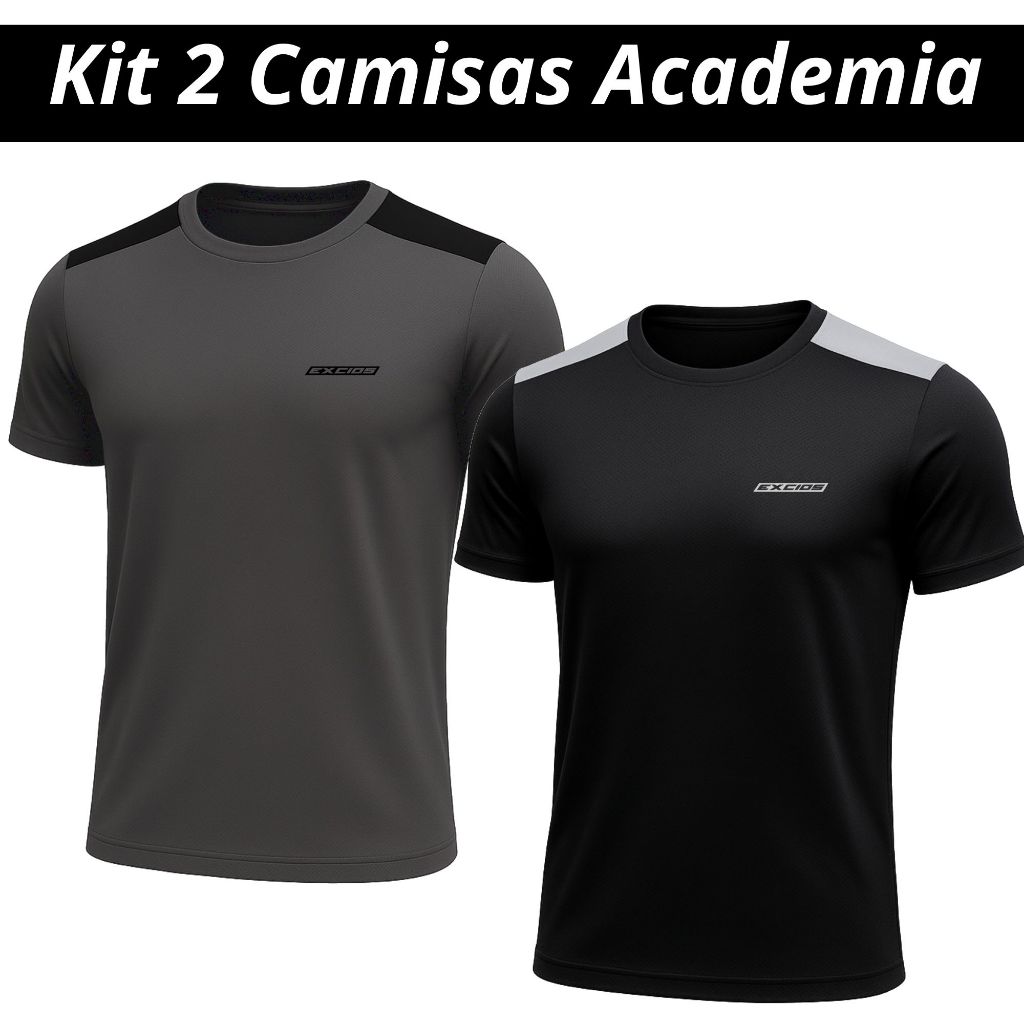 Kit 2 Camiseta  Masculina Dry Fit Academia Camisa Musculação Corrida Dia a Dia em Oferta na Shopee