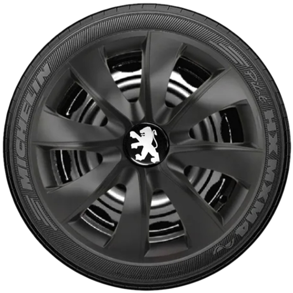 Jogo 4 Calotas Esportiva Prime Preto Fosco Aro 14 Peugeot 206 207 208 307 Hoggar 2009 até 2016