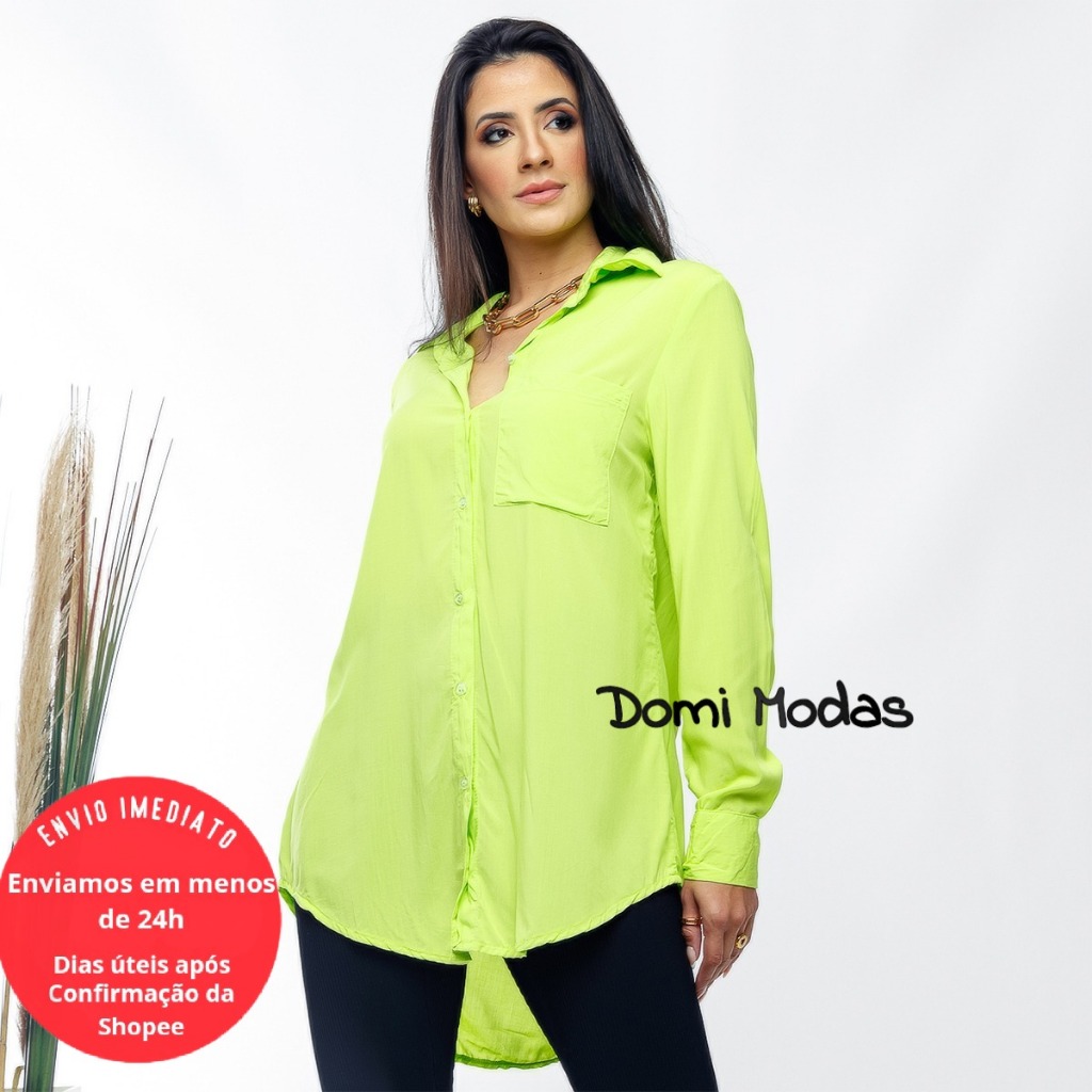 Domi Modas Camisa Feminina Viscose 103 em Oferta na Shopee