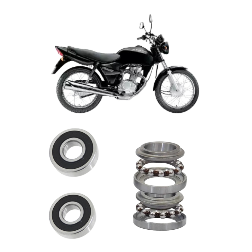 Rolamentos Roda Dianteira + Caixa Direção esférica Honda Titan/Fan 125 2000 - 2008