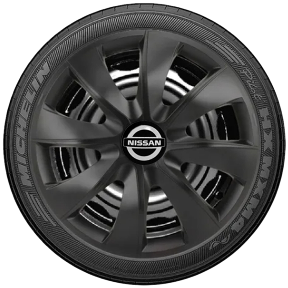 Jogo 4 Calotas Esportiva Prime Preto Fosco Aro 14 Nissan Tiida March Versa Sentra 2008 até 2014