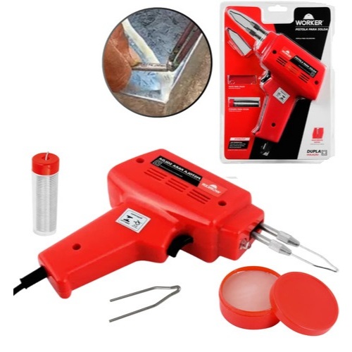Pistola Soldadora de Estanho Worker 50W 220V – Acompanha Ponta Reserva e Gatilho Prático