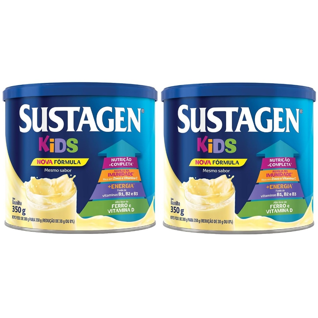 Kit 2 Latas Sustagen Kids Baunilha 350g Cada EQ.1