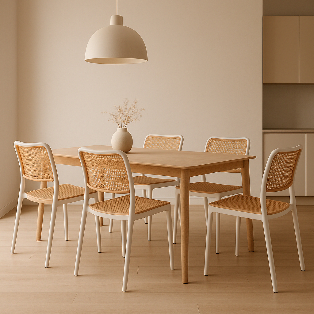 Kit 4 Cadeiras De Jantar Amis Cozinha Tela Rattan Empilhável 120kg Resistente