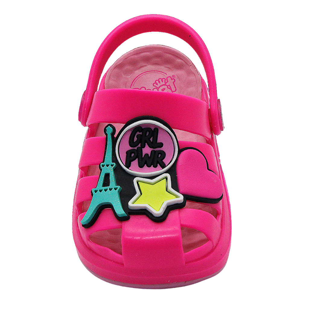 Babuche Sandália Infantil Menina Plugt EVA Girl Power Torre Eifel Paris Estrela Glitter Brilho Rosa · foto 2