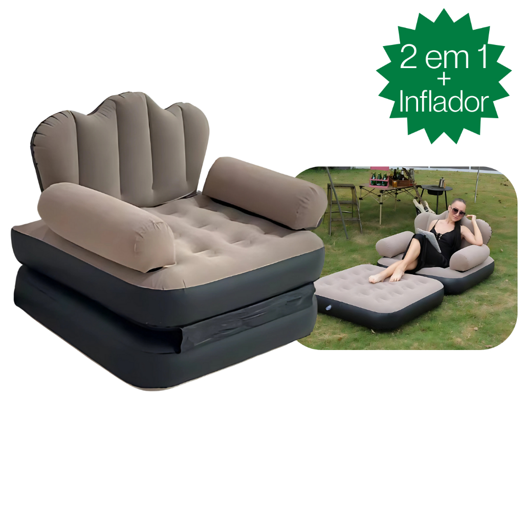 Poltrona Inflável Com Braço Descanso Puff Sofá Preguiçoso 2 em 1 em Oferta na Shopee