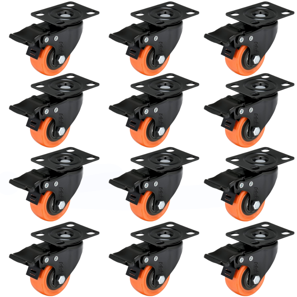 Kit 12 Rodízios Rodas Giratorias Reforçada para Moveis Pesados com Trava Rodinhas 50mm 2" Marca RRJ em Oferta na Shopee
