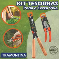Conjunto Tesoura De Podar E Tesoura Cerca Viva Para Jardins e Jardinagem Afiadas Tramontina