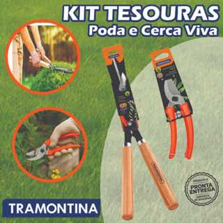 Conjunto Tesoura De Podar E Tesoura Cerca Viva Para Jardins e Jardinagem Afiadas Tramontina em Oferta na Shopee