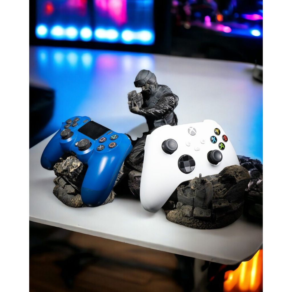 [Suporte Controle PS4 PS5 Xbox] Soldado com Barricada Gamer Decorativo - 2 Controles