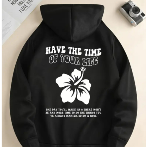 Blusa de Frio Moletom Canguru com Capuz Flor Have The Time Of Your Life