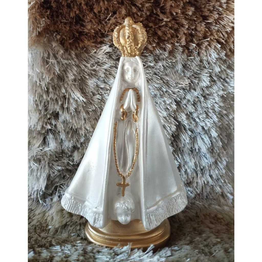 Imagem de Nossa Senhora Aparecida pintada da Cor Pérola e Dourado Estatueta de Nossa Senhora Aparecida