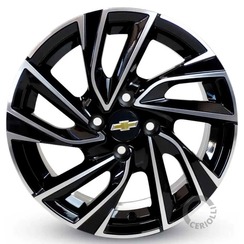 Kit 4 Rodas Gm Onix Ltz Premier Aro 15 4x100 Preto com Diamantado Bicos de Brinde Envio Imediato K72