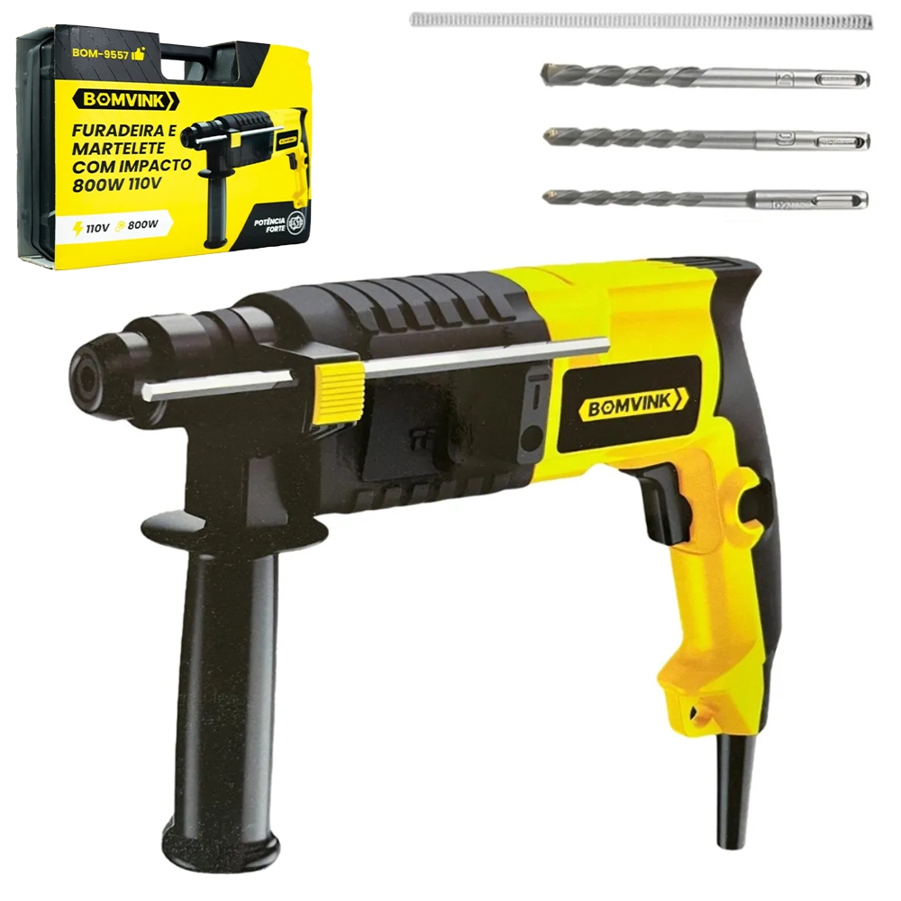 Furadeira De Impacto Martelete Rotativo Sds 1480W com Maleta 3 Brocas SDS 1420R/MIN