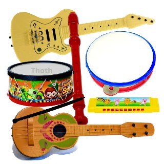 Kit Brinquedo Musical Infantil 10 Peças De Cada Atacado Guitarra Pandeiro Educativo Criança Gaita NF