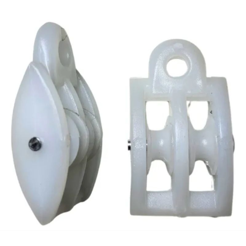 CARRETILHAS DUPLAS PARA VARAIS DE ALUMÍNIO TETO OU PAREDE/ROLDANAS DUPLAS/ BRANCA OU PRETA em Oferta na Shopee