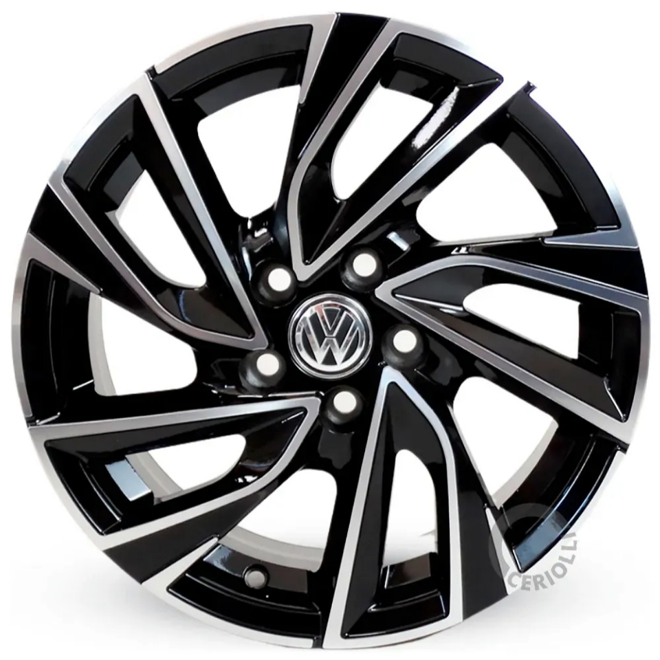 Kit 4 Rodas Aro 15 5x100 Polo Fox Virtus Chiara Preto Diamantado Bicos de Brinde Envio Imediato K72