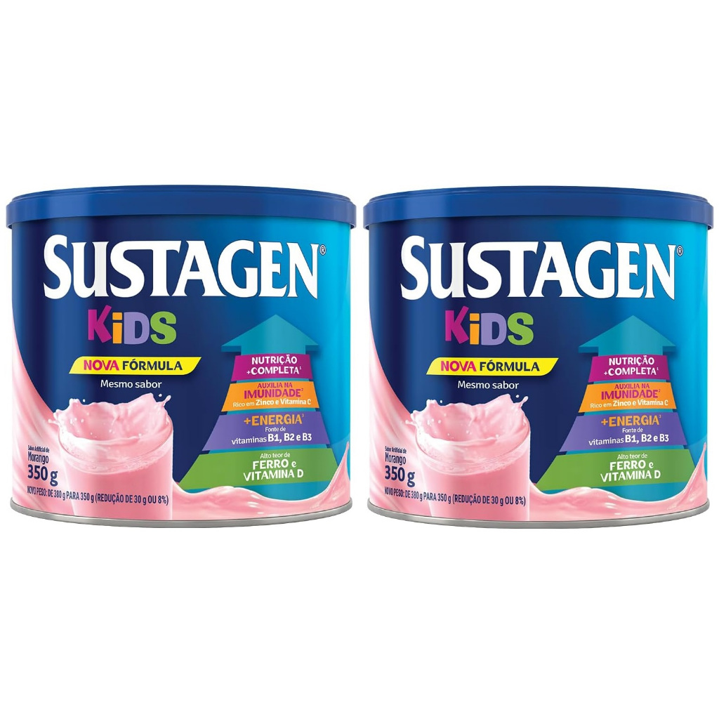 Kit 2 Latas Sustagen Kids - Morango 350g cada EQ.1