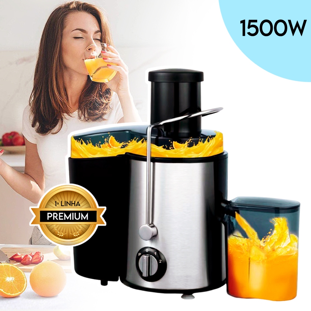 Espremedor de Frutas Elétrico Centrífuga 1500W 110V / 220V Inox Juicer Profissional