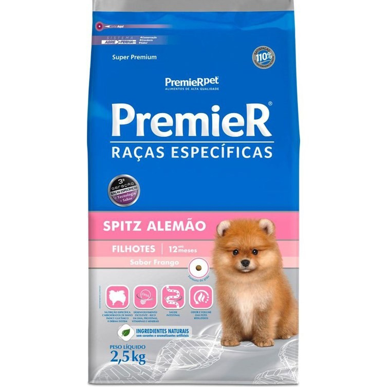 RAÇÃO PREMIER RAÇAS ESPECÍFICAS SPITZ ALEMÃO FILHOTES FRANGO 2.5KG