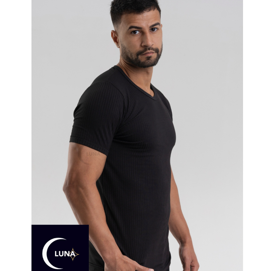 Camiseta Masculina Canelado Estilo Americano Slim Premium em Oferta na Shopee