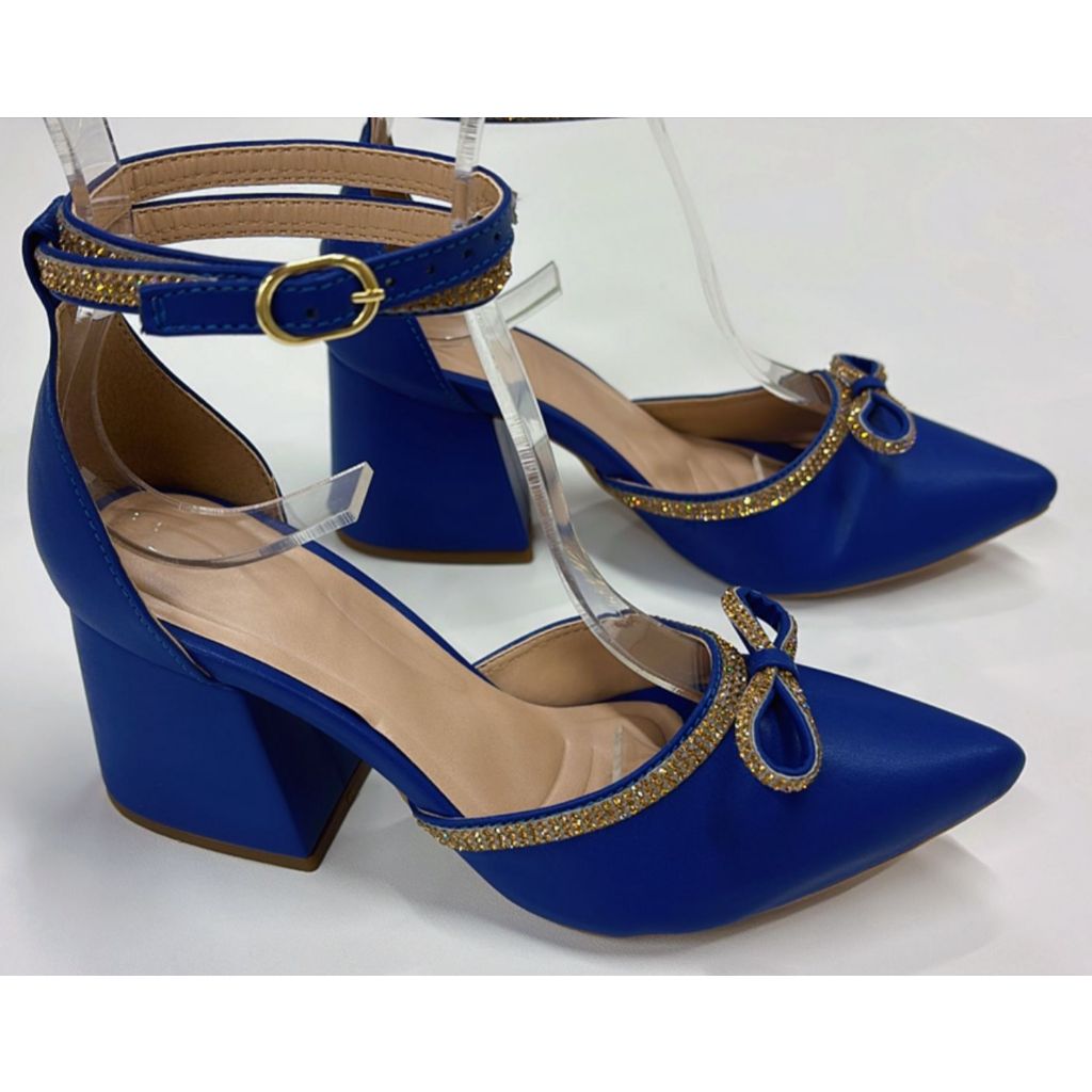 Scarpin Feminino Bico Fino Ana Marie  Salto 7cm Detalhe em Strass Ouro Moda Evangélica Confortável Antiderrapante em Oferta na Shopee