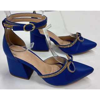 Scarpin Feminino Bico Fino Ana Marie  Salto 7cm Detalhe em Strass Ouro Moda Evangélica Confortável Antiderrapante em Oferta na Shopee