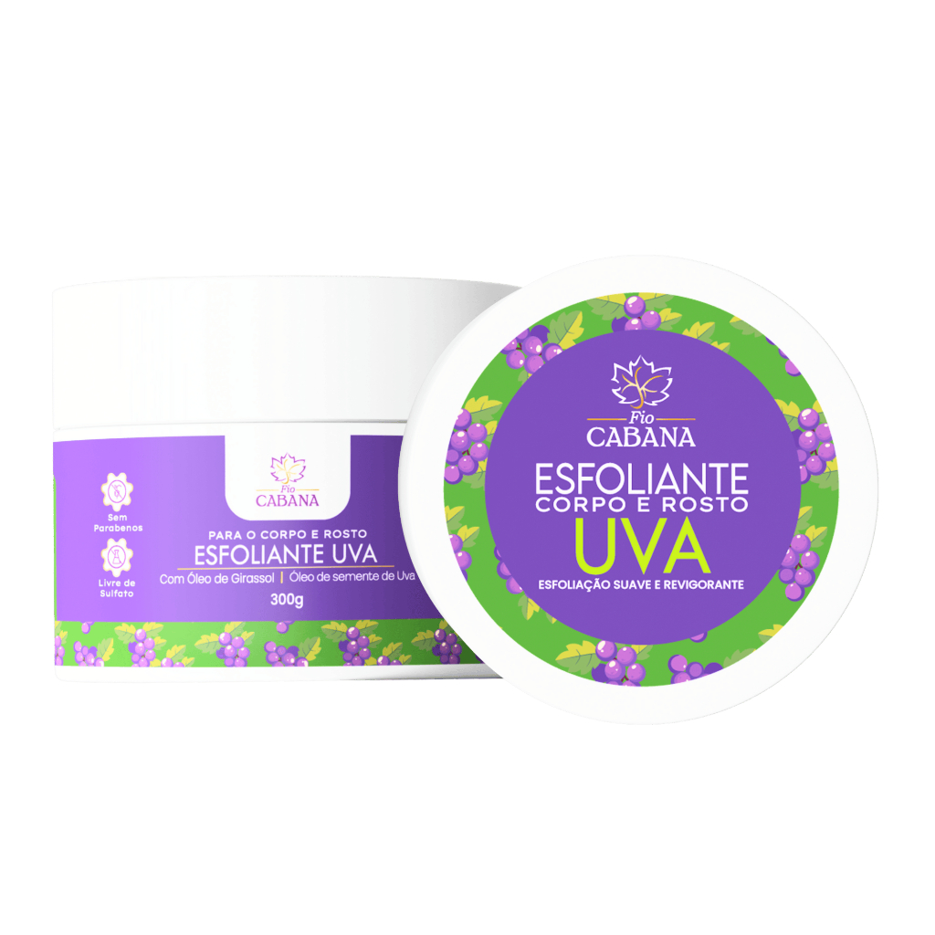 Esfoliante Corporal e Facial Uva Fio Cabana 300g | Óleo de Uva e Girassol | Hidrata, Nutre e Ilumina