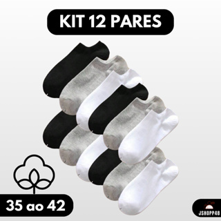 Meia Soquete Cano Curto Masculina Feminina Unissex preta, branca ou sortida kits com 6,12 ou 18 pares em Oferta na Shopee