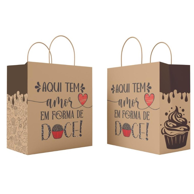 50 Sacolas de Papel Kraft Delivery Doce, Bolos, Bolos de Pote em Oferta na Shopee