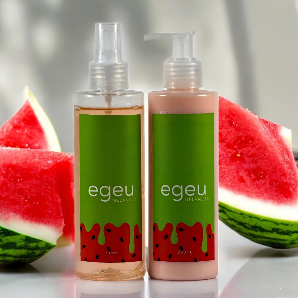 Kit Creme Hidratante Corporal e Body Splash Feminino Melancia Sweet Meli 200ml cada