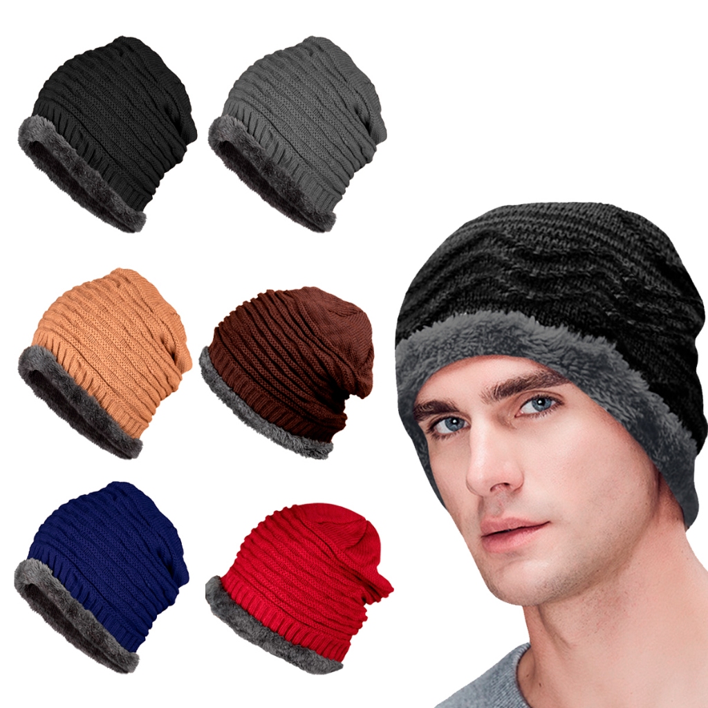 Gorro Touca Lã Inverno Forrada Pelinho Estilosa Masculino