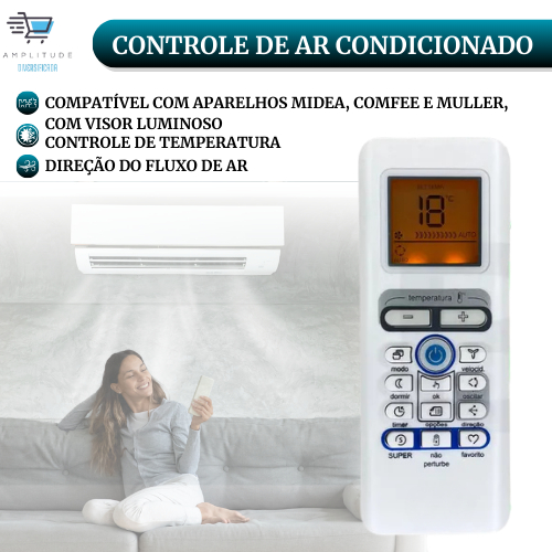 Controle Remoto Para Ar Condicionado Springer Midea, Comfee e Muller, 42MACA09S5, 38KCX09S5, 42MAQA09S5 — imagem 2 de 2